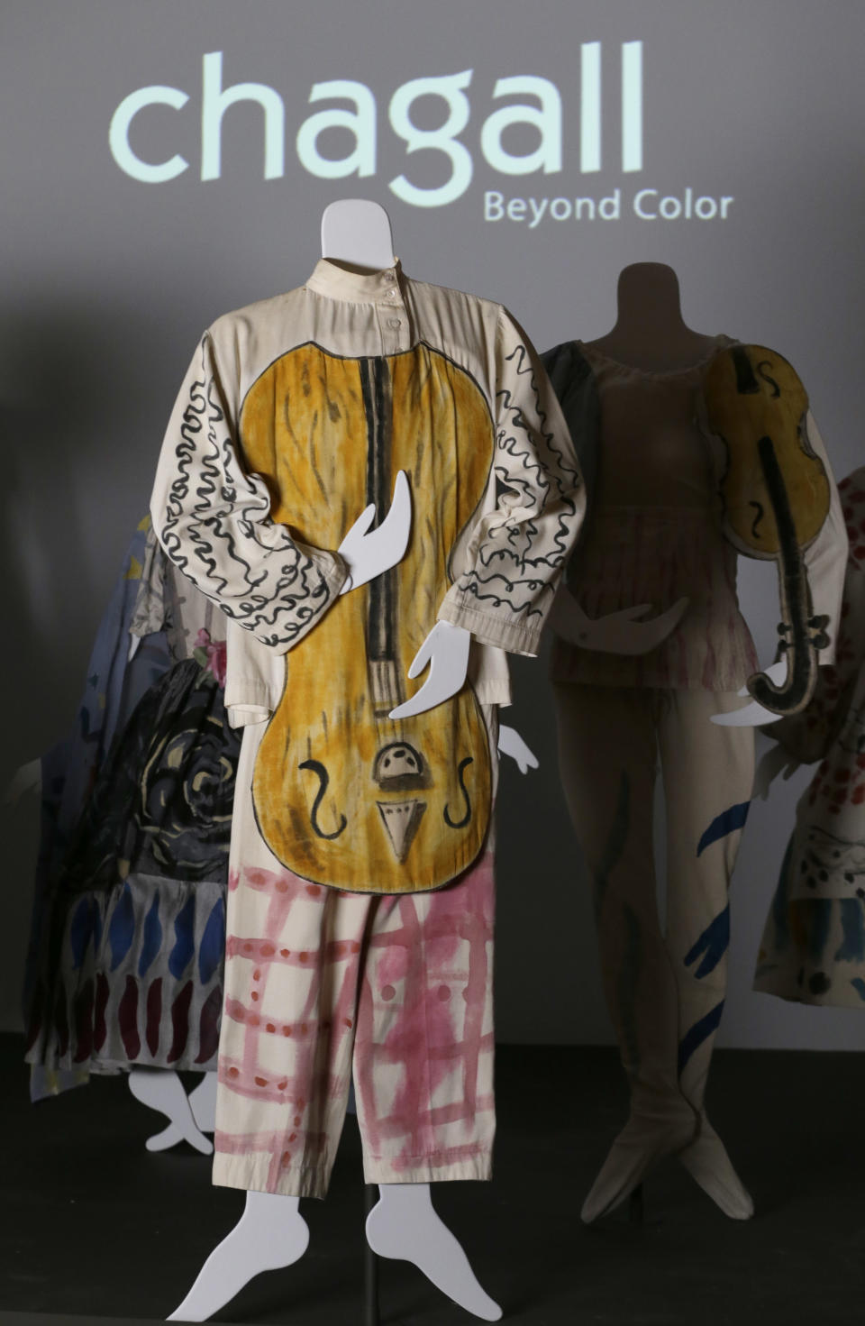 In this photo taken Wednesday, Feb. 13, 2013, displayed is a costume designed and made by artist Marc Chagall for the 1942 opera "Aleko" and included in the "Chagall: Beyond Color," exhibit at the Dallas Museum of Art Wednesday, Feb. 13, 2013, in Dallas. This will be the only U.S. venue to host the exhibit that opens to the public on Sunday. (AP Photo/LM Otero)