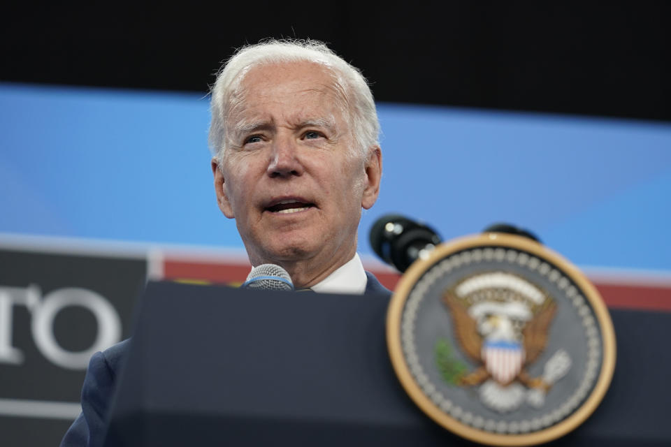 President Joe Biden speaks during a news conference on the final day of the NATO summit in Madrid, Thursday, June 30, 2022. (AP Photo/Susan Walsh)