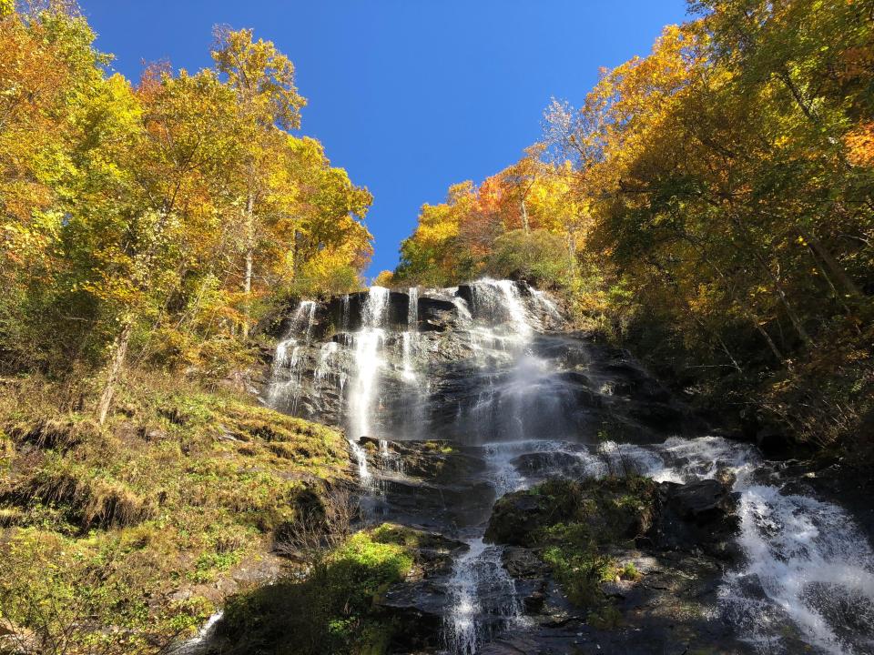 Amicalola Falls is the third highest cascading waterfall east of the Mississippi River, dropping about 729 feet. (Scott Flynn, WSB-TV)