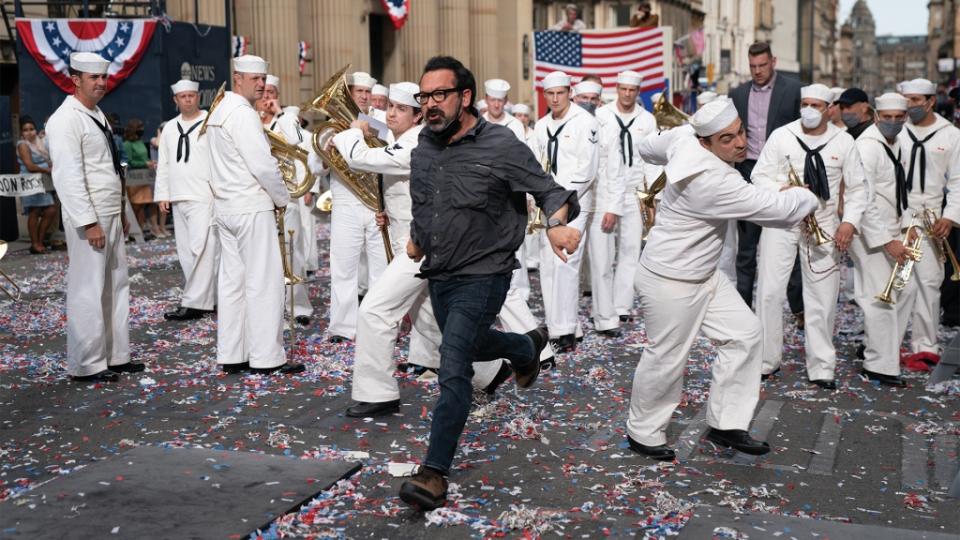 James Mangold and Olivier Richters (behind group of sailors) on the set of Lucasfilm's INDIANA JONES AND THE DIAL OF DESTINY. ¬©2023 Lucasfilm Ltd. & TM. All Rights Reserved.