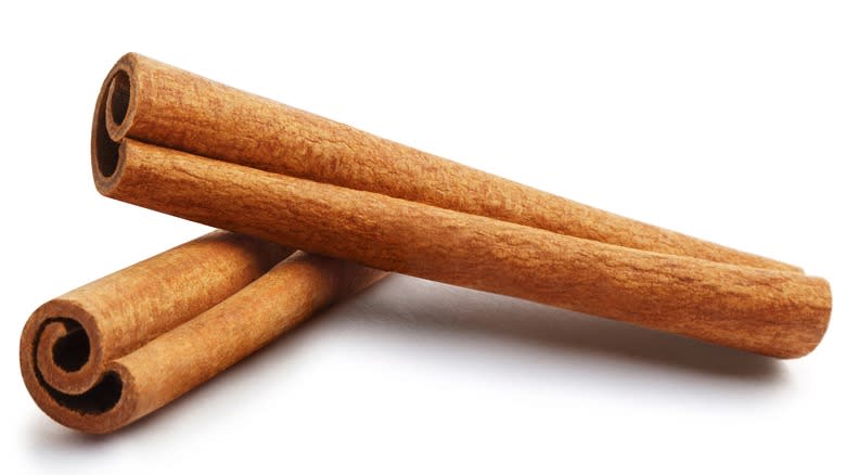 two cinnamon sticks