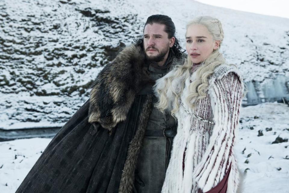 Kit Harington and Emilia Clarke on Game of Thrones | Helen Sloan/HBO