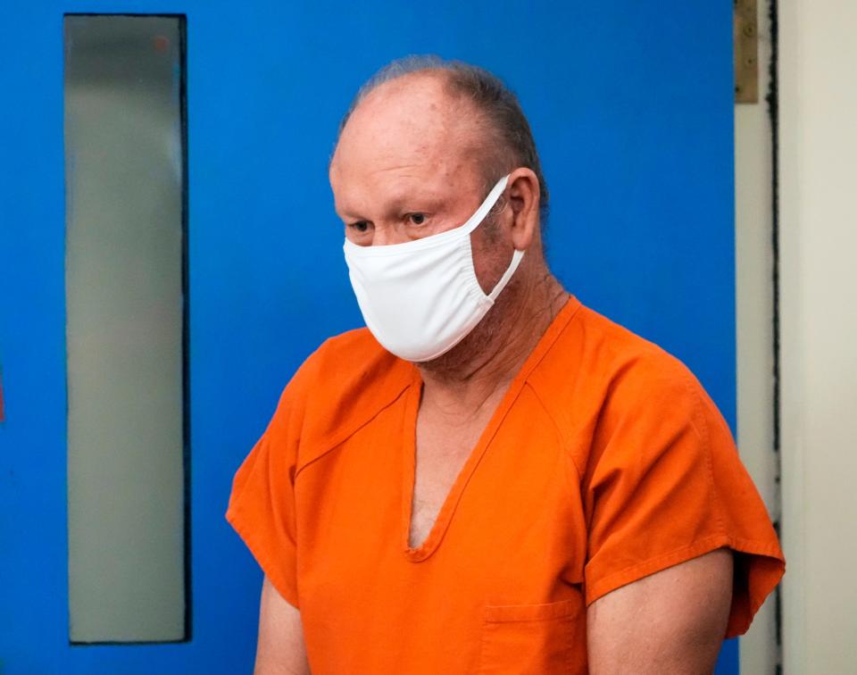 Joseph Kennedy II, of Okmulgee, Oklahoma, a person of interest in a quadruple homicide in that state, appears before a judge Wednesday, Oct. 19, 2022, at the Volusia County Branch Jail.