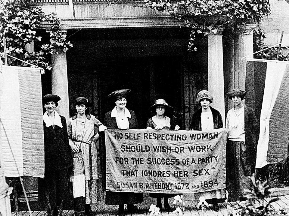 Chairwoman Alice Paul, second from left, pictured with Sue White, Benigna Green Kalb, James Rector, Mary Dubrow, and Elizabeth Kalb.