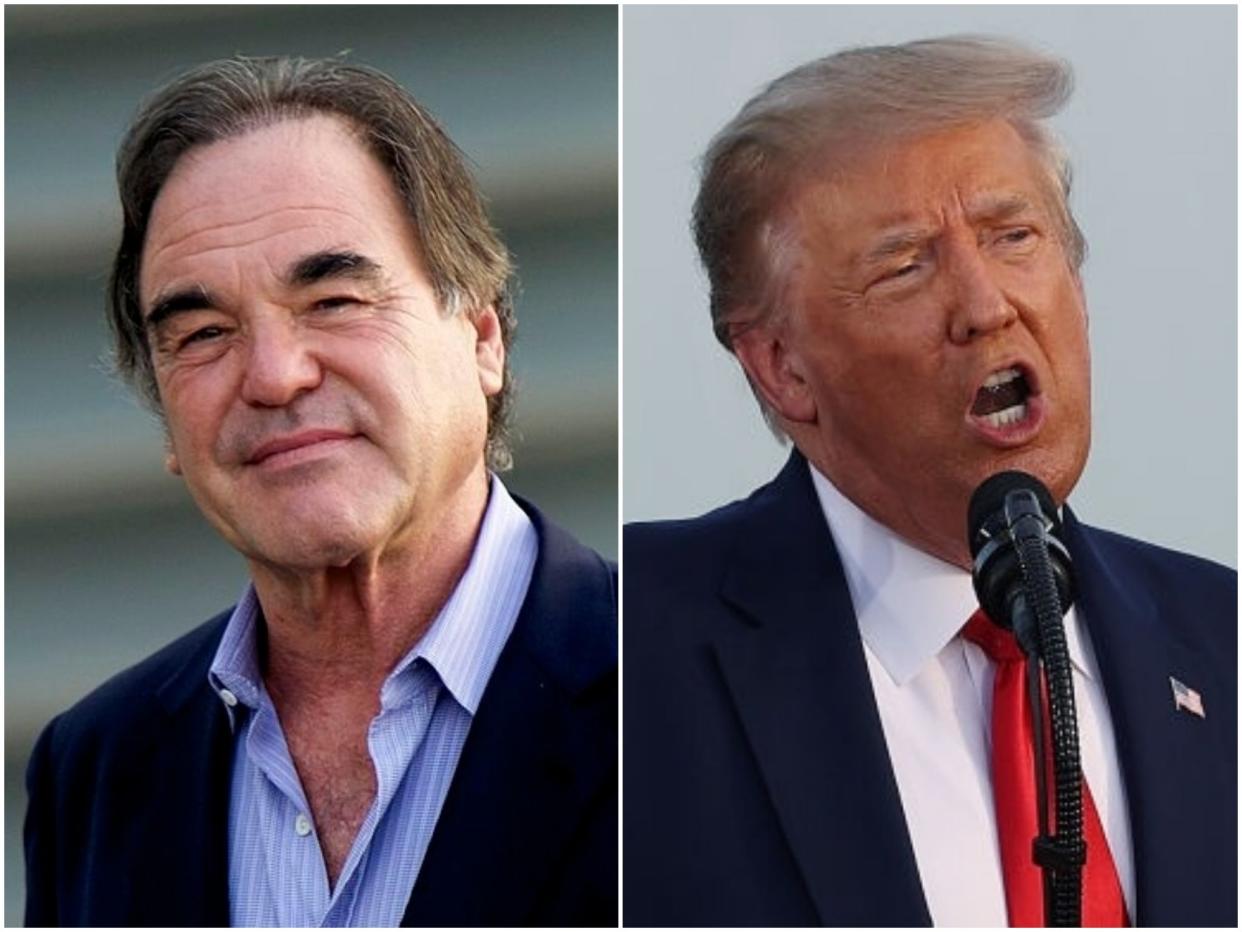 Filmmaker Oliver Stone and US president Donald Trump: Juan Naharro Gimenez/Tasos Katopodis/Getty Images