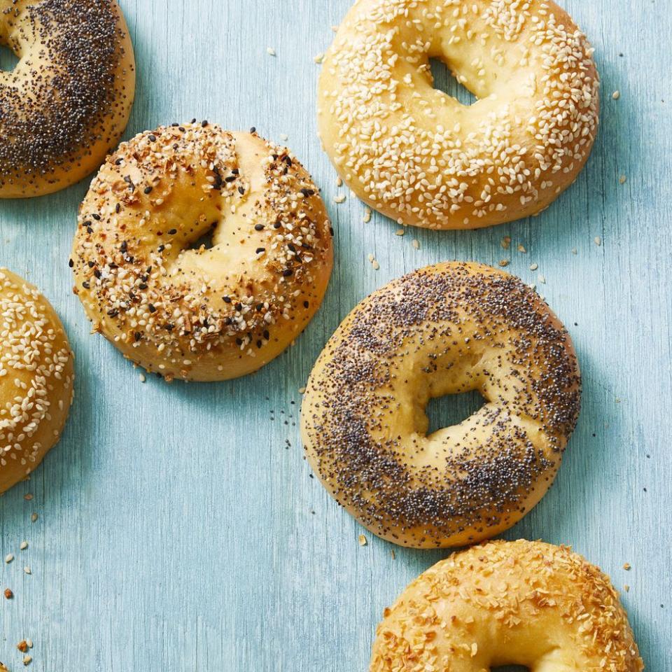 breakfast in bed three ingredient sesame everything poppy seed bagels