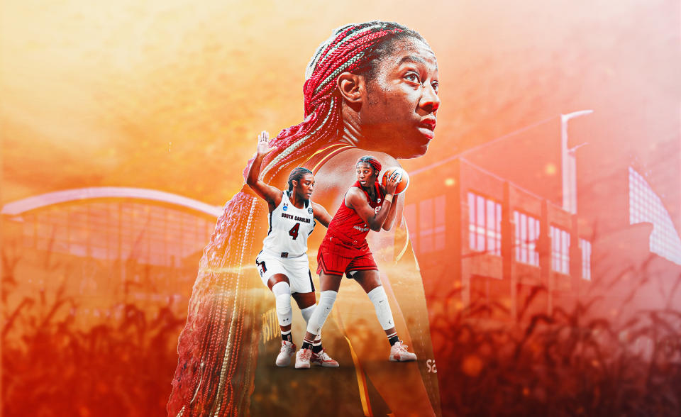 Aliyah Boston was electrifying during her rookie season in Indiana, helping spark the Fever's rebuild. (Illustration by Henry Russell/Yahoo Sports)