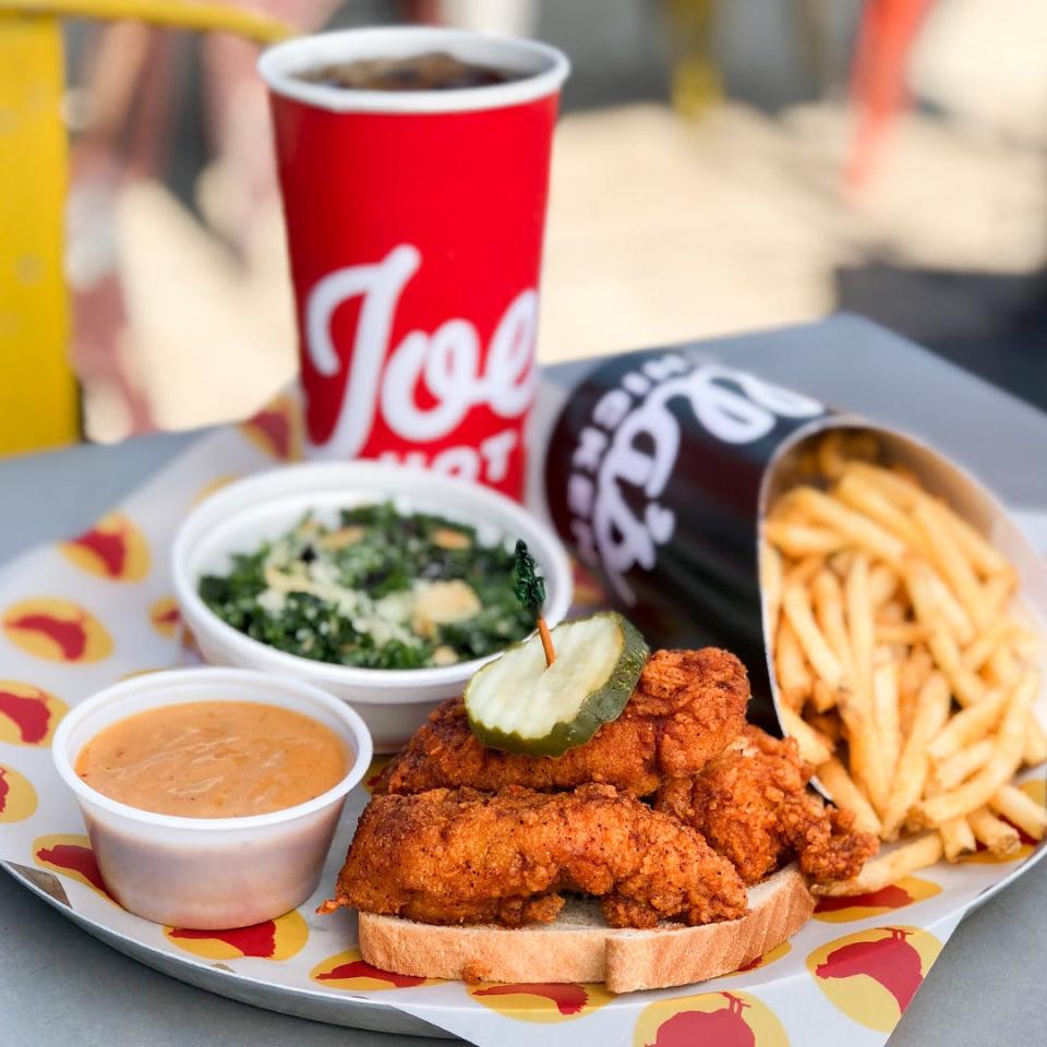 Joella's Hot Chicken with sides.