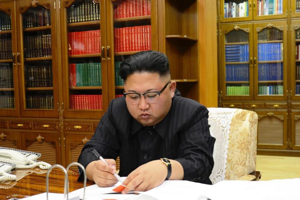 Kim Jong Un coins a new term for American President Donald Trump (Photo credit should read STR/AFP/Getty Images) (AFP/Getty Images)