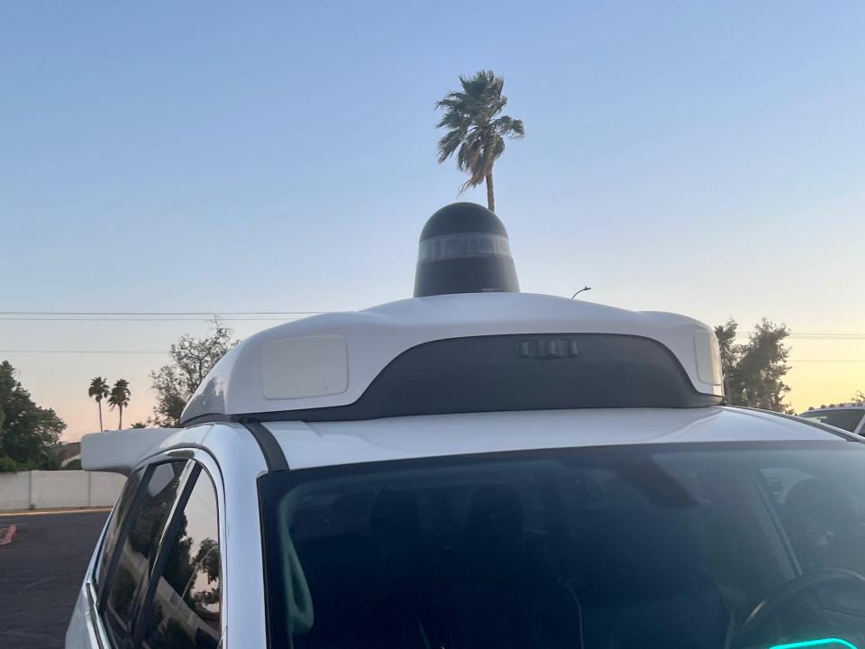 The camera on top of the Waymo.