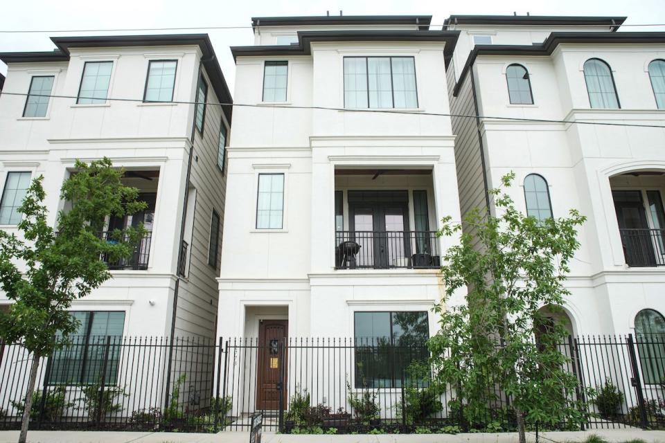 A townhome is shown for sale on Freund St. on Wednesday, April 13, 2022 in Houston.