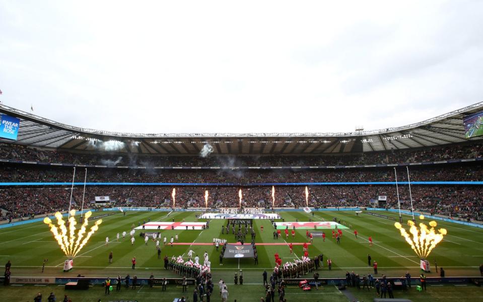 A general view as players enter the pitch prior to the 2020 Guinness Six Nations match between England and Wales  - GETTY IMAGES