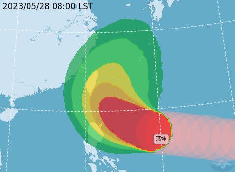 ▲瑪娃颱風準備北轉靠近台灣，各國新的預測路徑上「略偏台灣多一點」。（圖／中央氣象局提供）