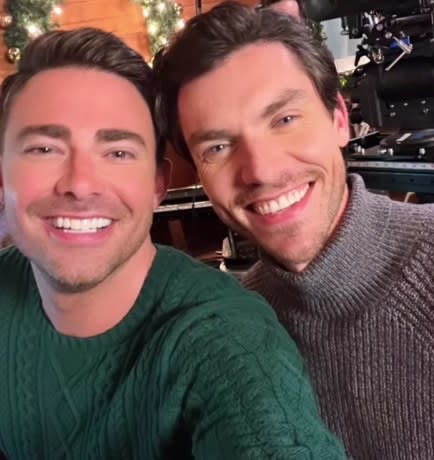 Jonathan Bennett smiles in a selfie next to Matthew James Dowden