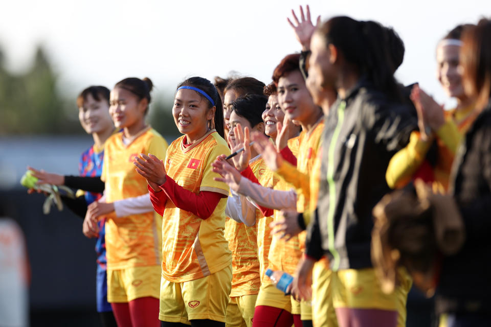 AUCKLAND, NEW ZEALAND - JULY 18: Captain Huynh Nhu during a Vietnam training session at Fred Taylor Park, Whenuapai on July 18, 2023 in Auckland, New Zealand. (Photo by Fiona Goodall - FIFA/FIFA via Getty Images)