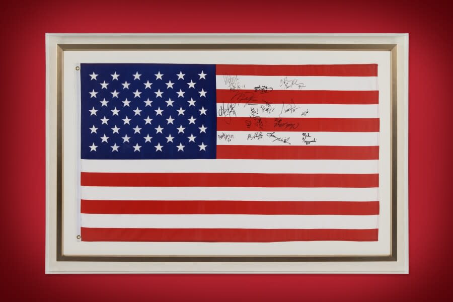 Michael Jordan 1992 Summer Olympics Gold Medal Ceremony Worn & Signed ‘Dream Team’ American Flag.jpg