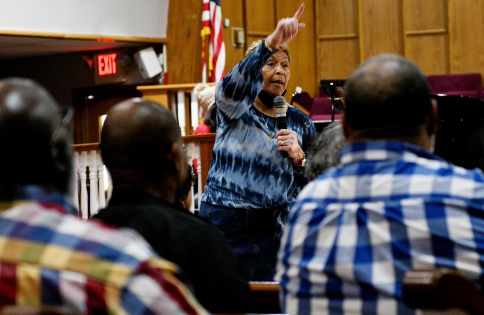 Galilee Missionary Baptist Church Chancel Choir’s Minister of Music, Hattie Wade, directs the choir in rehearsal for the Christmas performance of Nativity Thursday evening, December 7, 2023, at Mt Canaan Baptist Church.