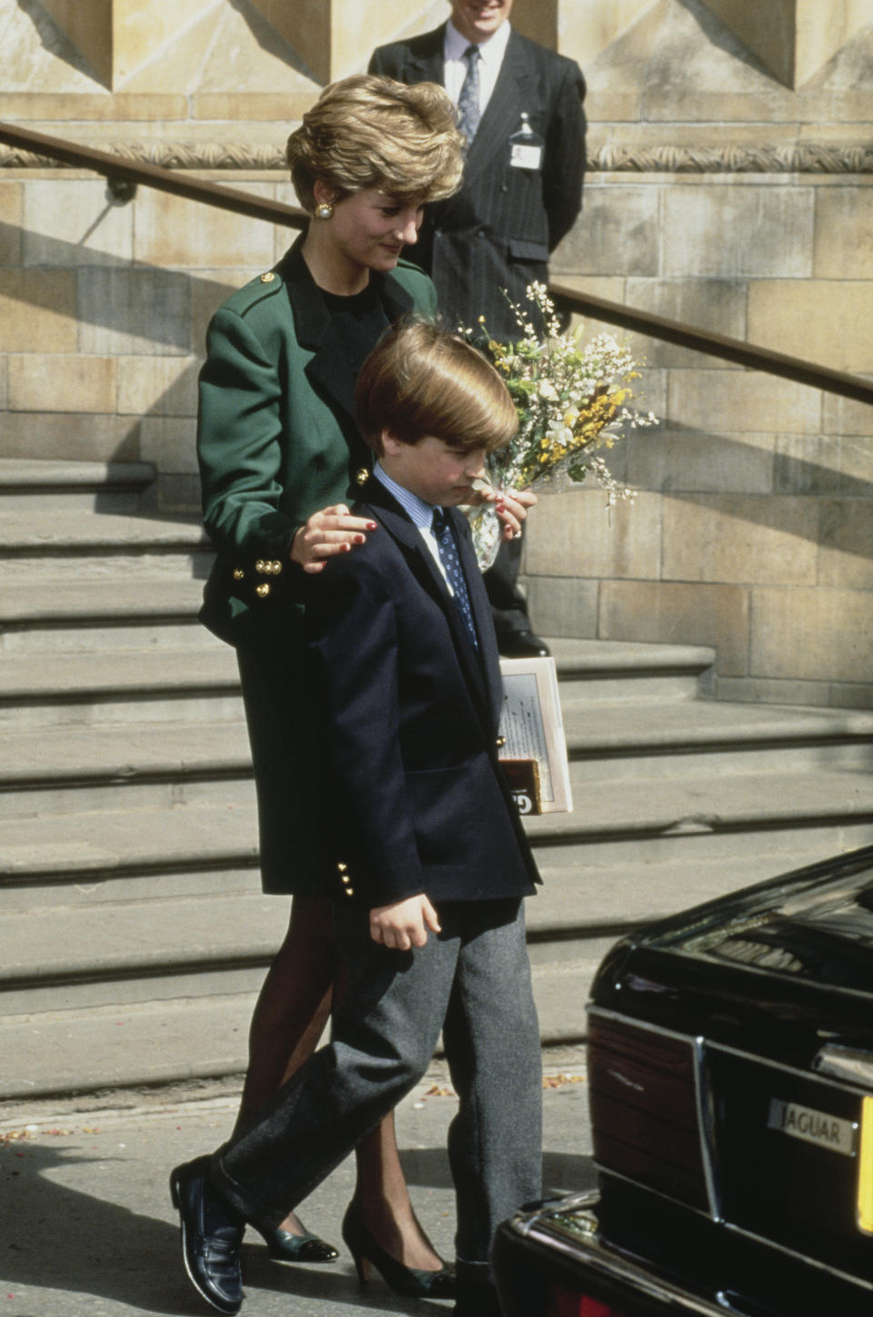 Diana, Princess of Wales  (1961 - 1997) and Prince William visit the Natural History Museum in London, April 1992. Diana is wearing a green suit by Moschino. (Photo by Princess Diana Archive/Getty Images)