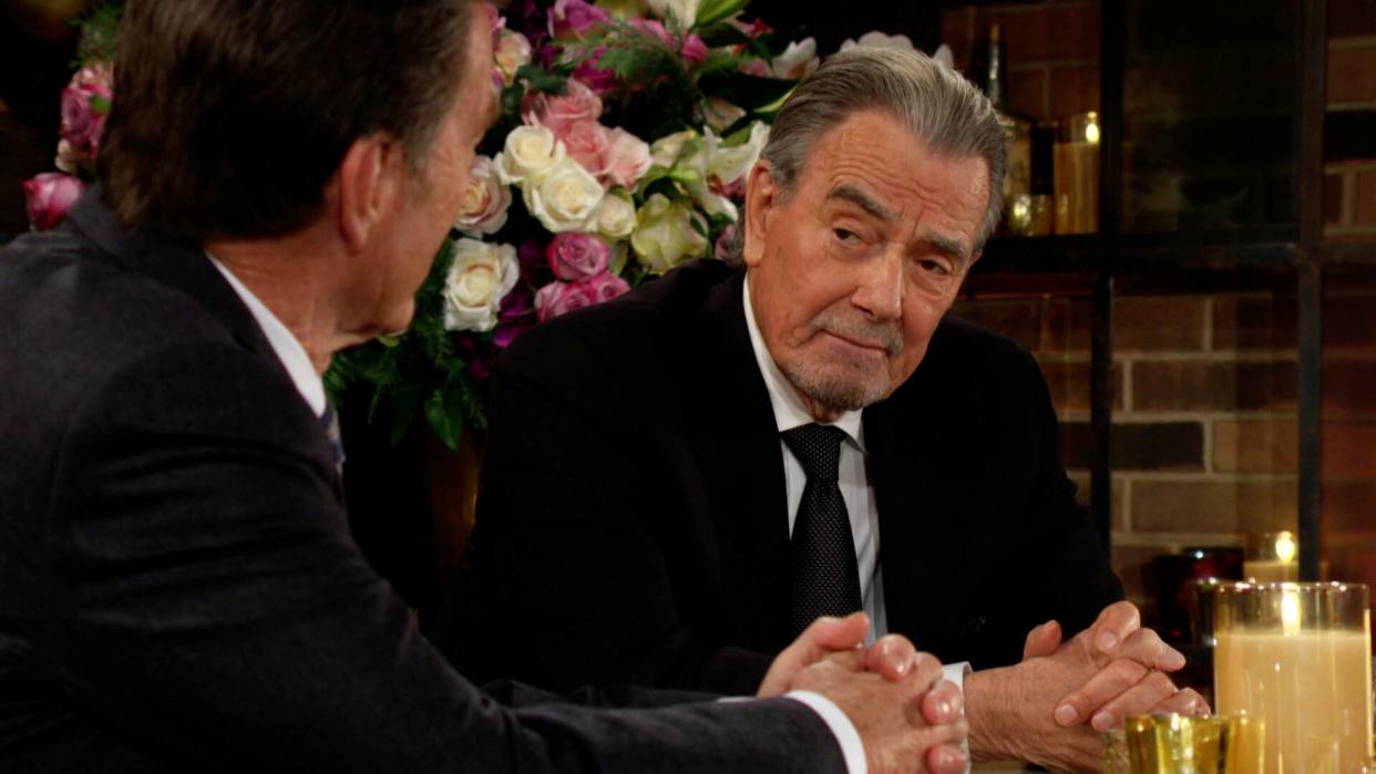  Peter Bergman and Eric Braeden as Jack and Victor talking in The Young and the Restless. 