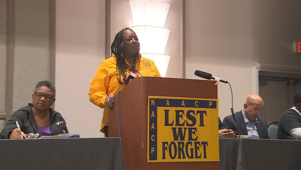 Members of the NAACP board spoke at the Rosen Center Hotel in Orlando on Saturday.
