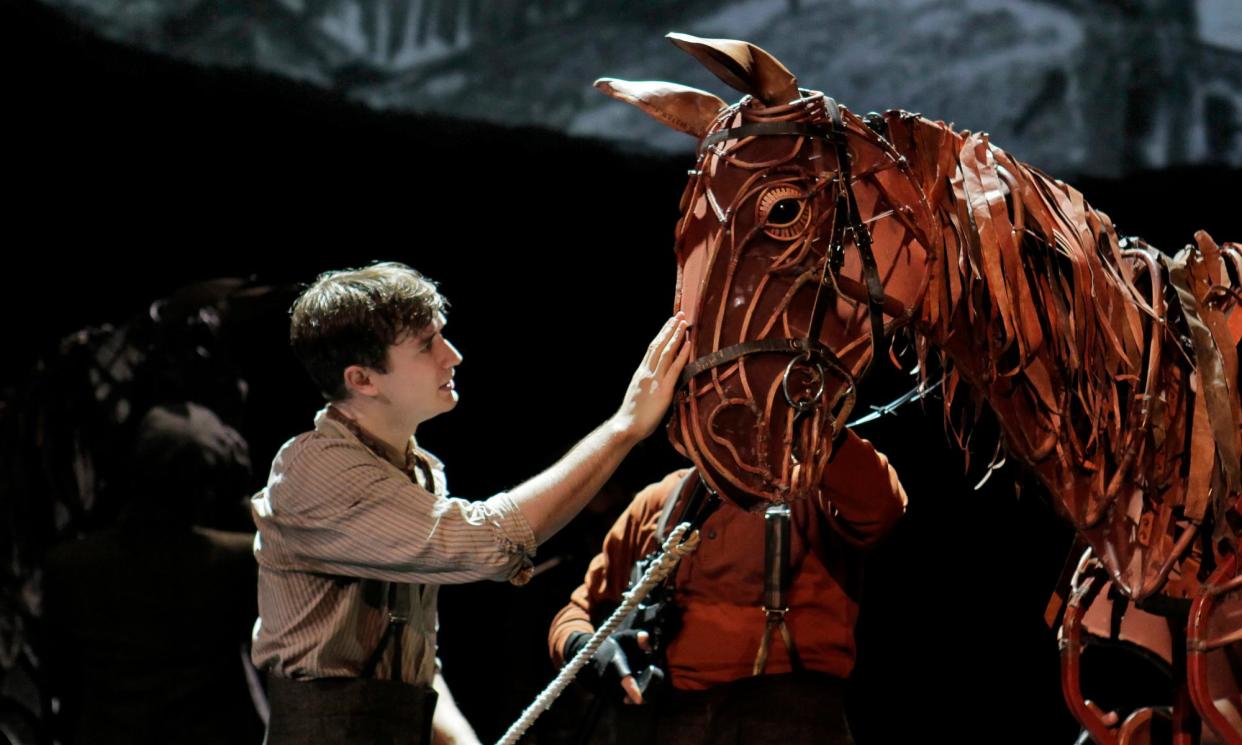 <span>Seth Numrich in a scene from a production of War Horse at the Lincoln Centre Theatre in New York in 2011. </span><span>Photograph: Paul Kolnik/ASSOCIATED PRESS</span>