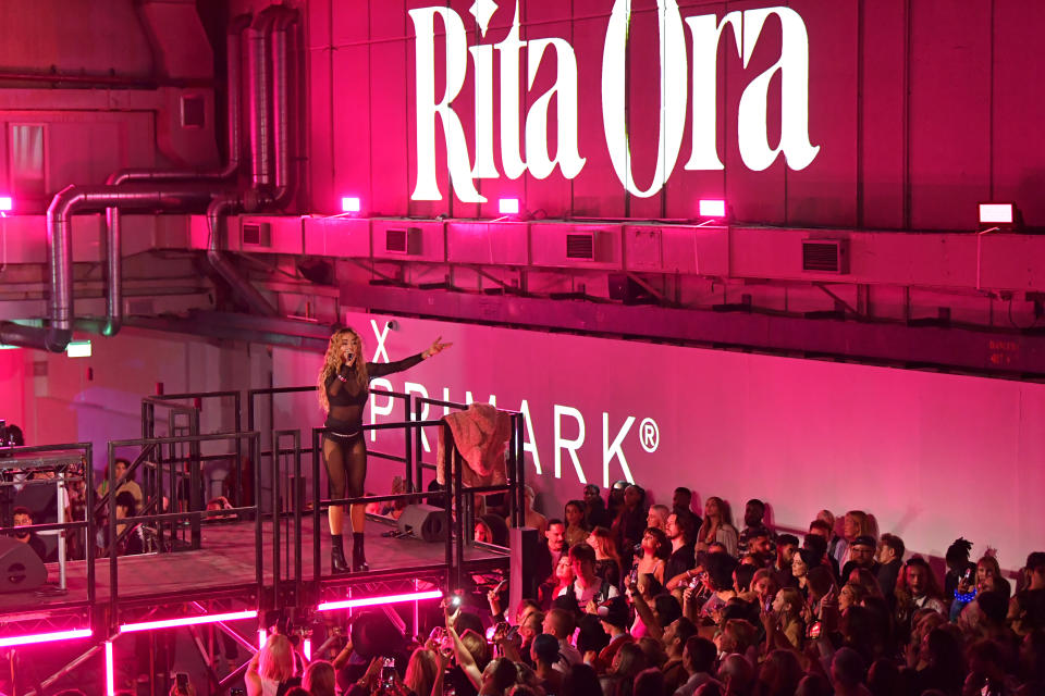 LONDON, ENGLAND - SEPTEMBER 15: Rita Ora performs at a VIP event celebrating the launch of her multi-season partnership with Primark at Ambika P3 on September 15, 2023 in London, England. (Dave Benett/Getty Images for PRIMARK)