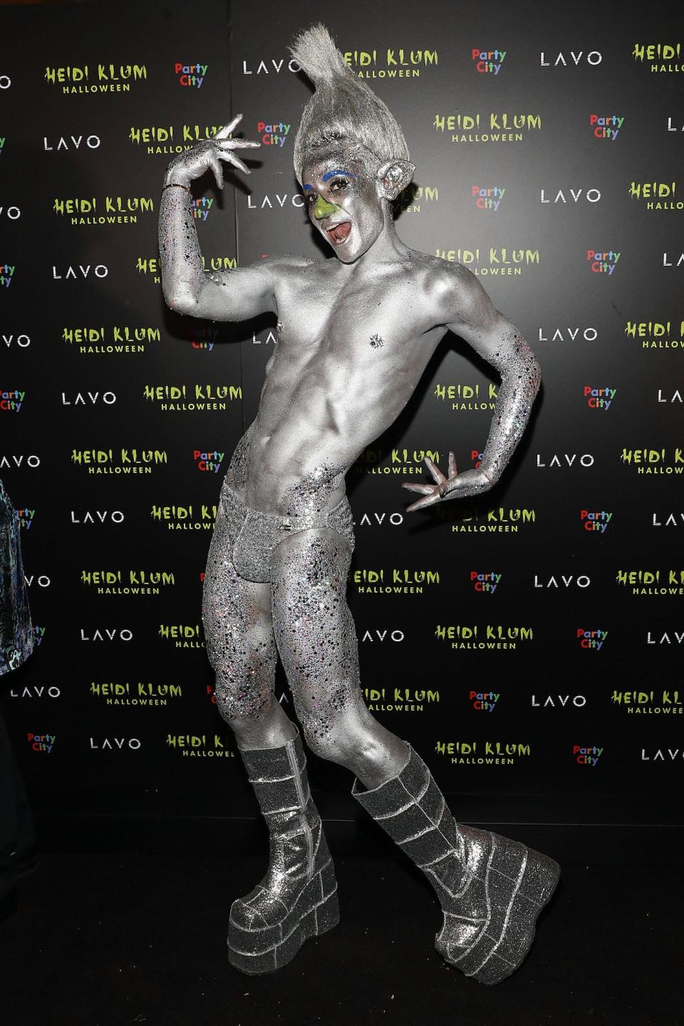 Frankie Grande dressed as a troll at Heidi Klum's 2018 Halloween Party.