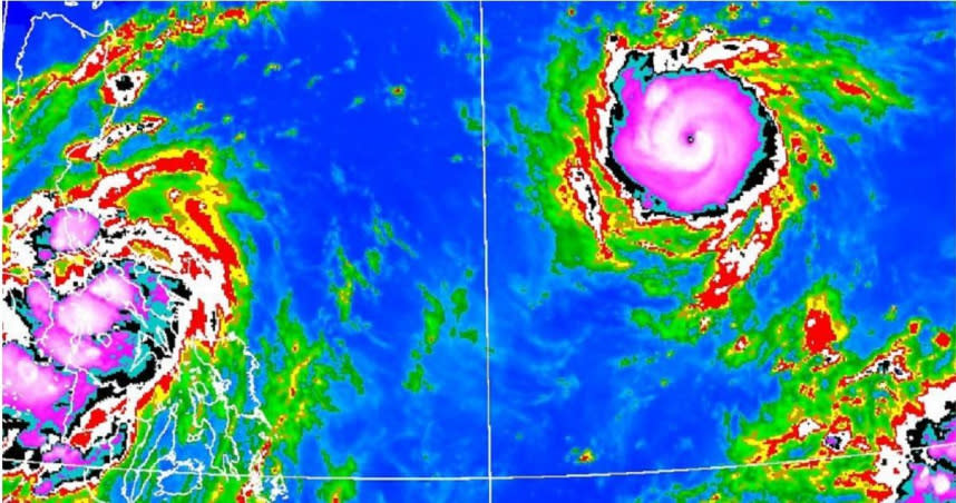 鄭明典在臉書表示，燦樹剛剛出現清晰的颱風眼，對於今天早上才形成的颱風來說，這種增強的速度很快了。（圖／翻攝自鄭明典臉書）