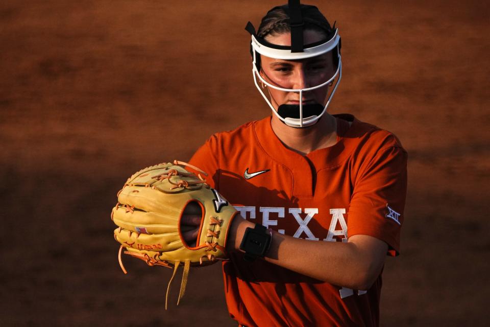 Texas Longhorns pitcher Teagan Kavan prepares to throw a pitch during a game against Iowa State at McCombs Field in April.