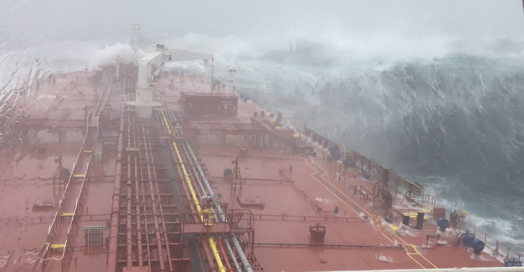 Outside Cork, Ship Plows Through Huge Waves From Former Hurricane Ophelia