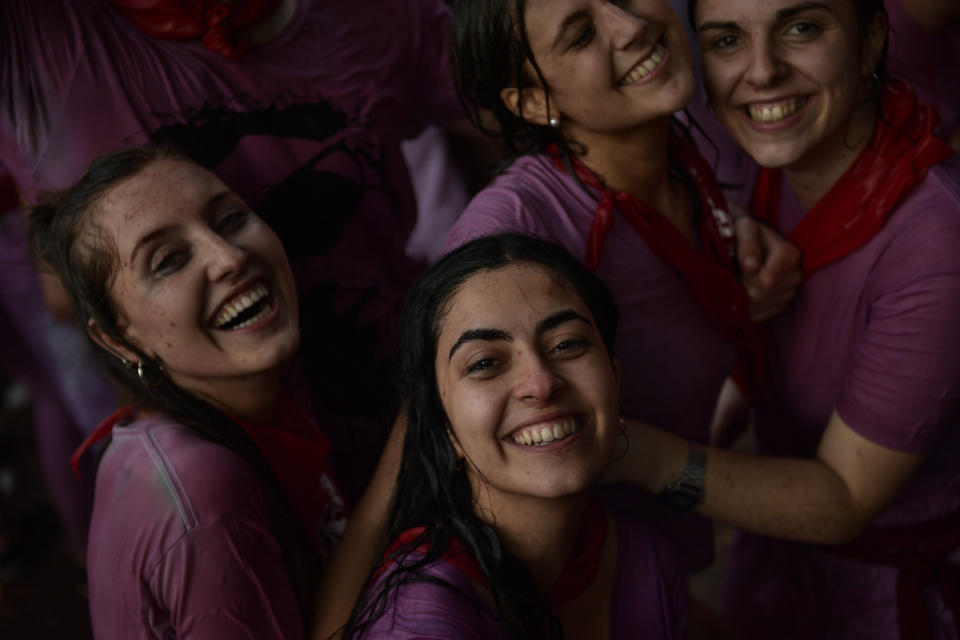 <p>People take part in a wine battle, in the small village of Haro, northern Spain, Friday, June 29, 2018. (Photo: Alvaro Barrientos/AP) </p>