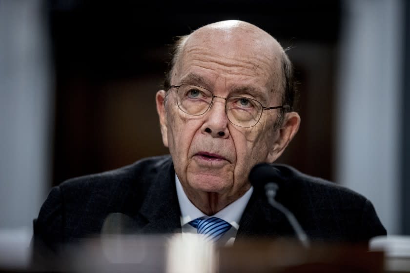 FILE - In this Tuesday, March 10, 2020, file photo, Commerce Secretary Wilbur Ross testifies before a House Appropriations subcommittee on Capitol Hill, in Washington. A department spokesperson said Saturday, July 18, 2020, that Ross has been hospitalized for "minor, non-coronavirus related issues." (AP Photo/Andrew Harnik, File)