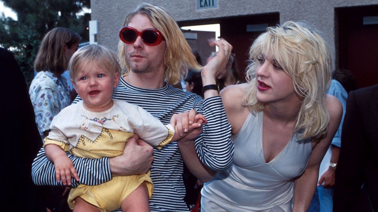  Kurt Cobain of Nirvana with wife Courtney Love and daughter Frances Bean Cobain. 