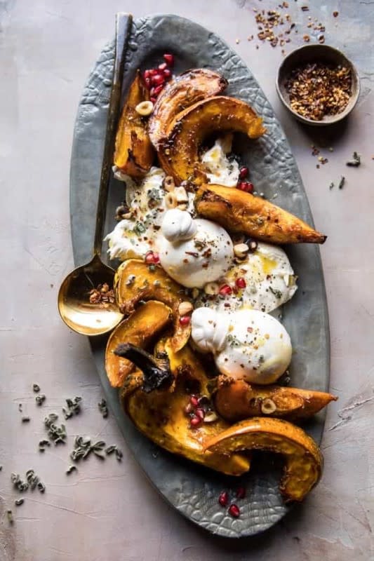 <p>Half Baked Harvest</p><p>Squash and cheese make for a beautiful couple.</p><p><strong>Get the recipe: <a href="https://www.halfbakedharvest.com/honey-butter-roasted-acorn-with-burrata-and-pomegranate/" rel="nofollow noopener" target="_blank" data-ylk="slk:Honey Butter Roasted Acorn with Burrata and Pomegranate;elm:context_link;itc:0;sec:content-canvas" class="link ">Honey Butter Roasted Acorn with Burrata and Pomegranate</a></strong></p>