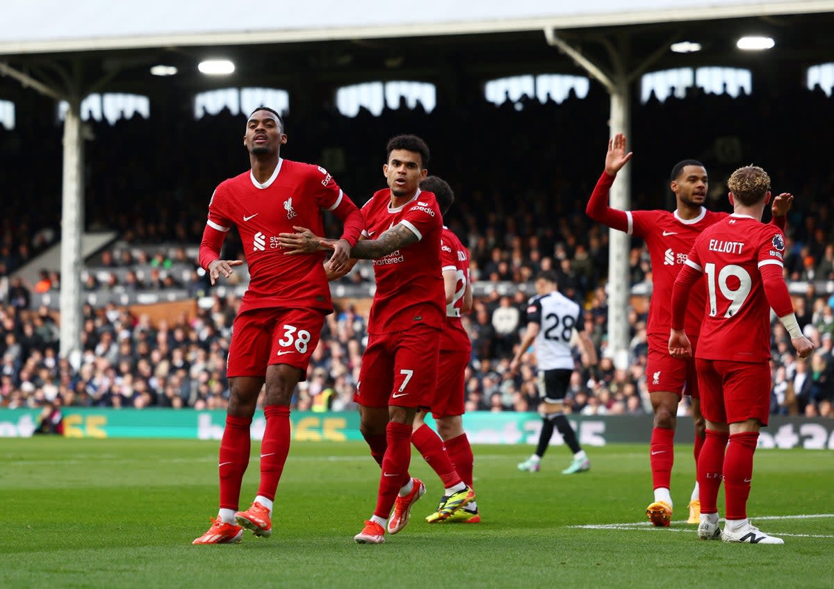 On target: Ryan Gravenberch fired home his first Premier League goal for Liverpool (Action Images via Reuters)