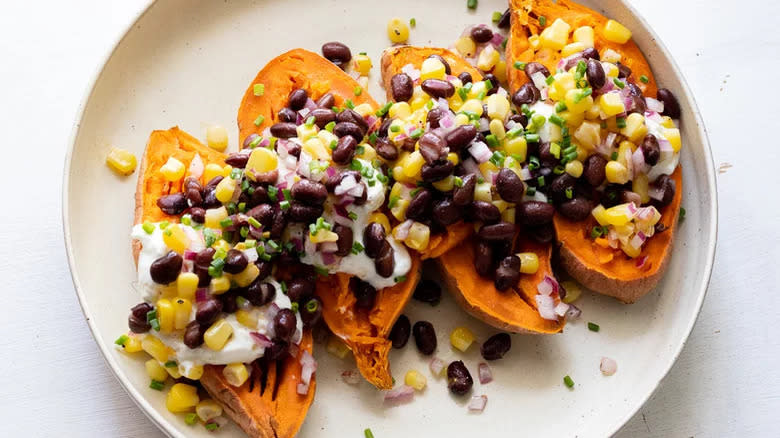 Plate with loaded sweet potatoes