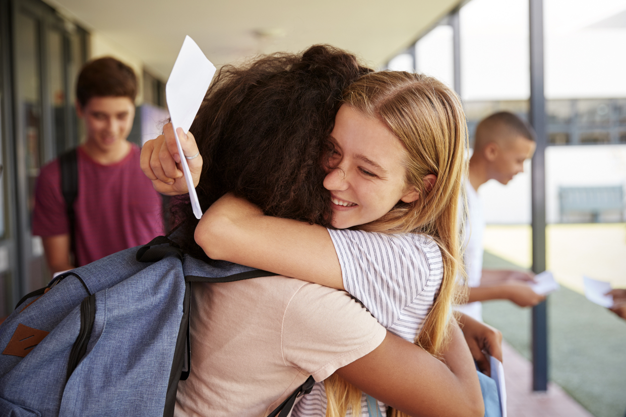 High school students hugging