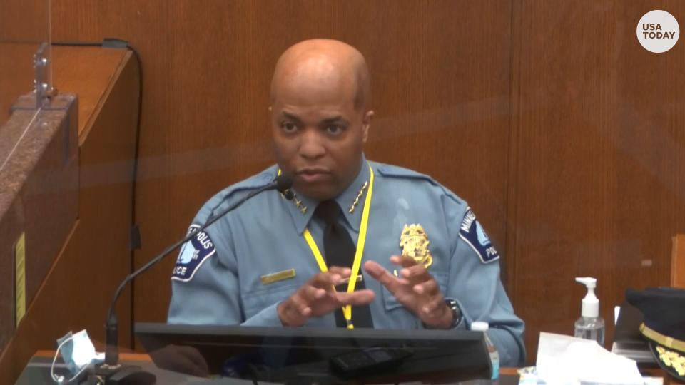 Minneapolis Police Chief Arradondo, testifying to police training, says Derek Chauvin's restraint on George Floyd was an ethics violation.