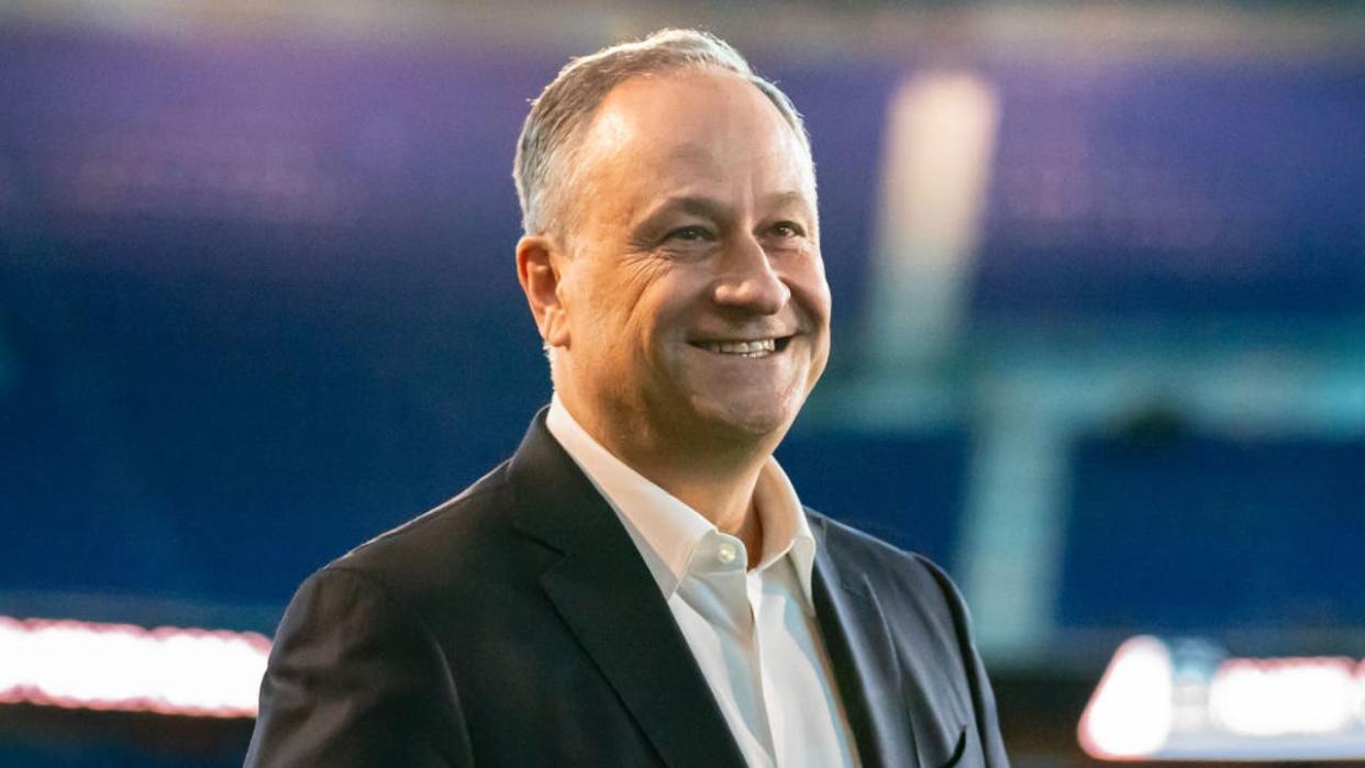 <div>Second gentleman of the United States Douglas Emhoff along the sidelines before NWSL Challenge Cup between San Diego Wave FC and NJ NY Gotham City FC at Red Bull Arena on March 15, 2024 in Harrison, New Jersey. (Photo by Howard Smith/ISI Photos/Getty Images)</div>