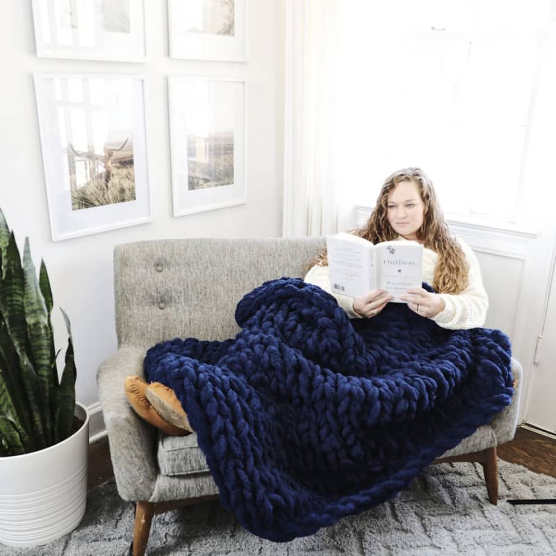 Giant Chunky Chenille Knit Blanket