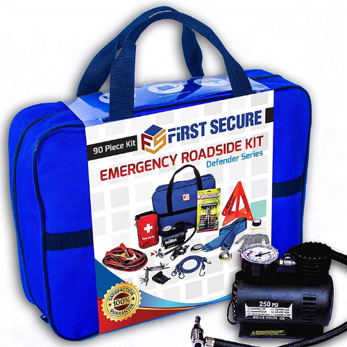 First Secure Car Emergency Safety Kit Bag against white background