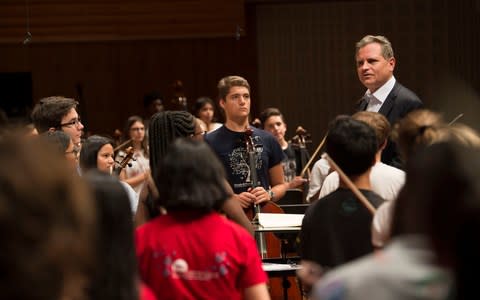 Michael Haefliger welcomes the Orchestra camp musicians to Lucerne - Credit: Priska Ketterer