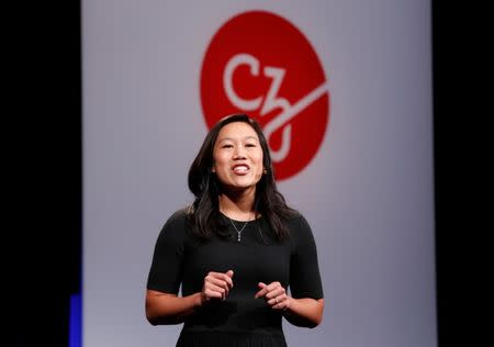 Pricilla Chan announces the Chan Zuckerberg Initiative to "cure, prevent or manage all disease" by the end of the century during a news conference at UCSF Mission Bay in San Francisco, California, U.S. September 21, 2016. REUTERS/Beck Diefenbach