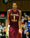 DURHAM, NC - JANUARY 21: Xavier Gibson #1 of the Florida State Seminoles reacts after being called for a foul against the Duke Blue Devils during play at Cameron Indoor Stadium on January 21, 2012 in Durham, North Carolina. (Photo by Grant Halverson/Getty Images)