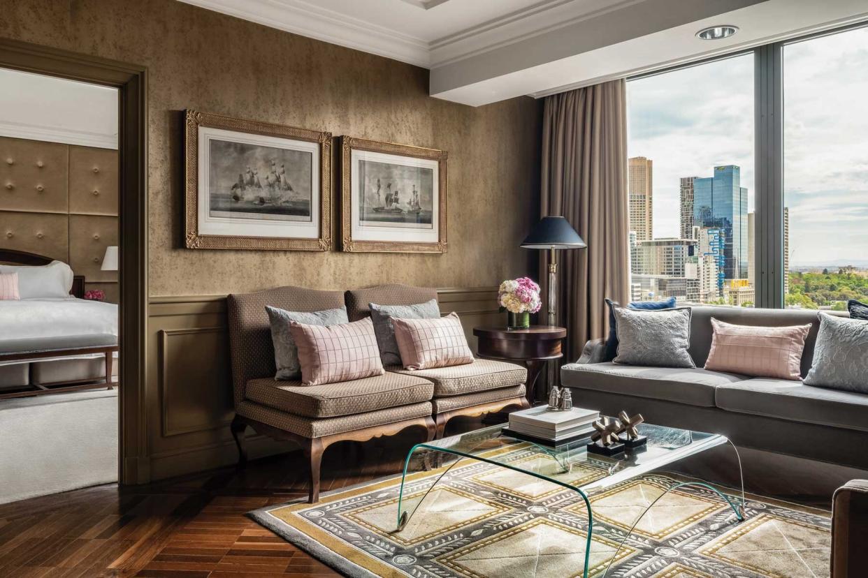 A guest suite at The Langham, Melbourne hotel