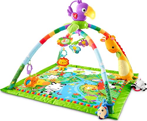 Fisher-Price Baby Gym Play Mat, Rainforest Music & Lights Deluxe Gym for Newborn Tummy Time Play [Amazon Exclusive]