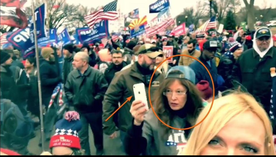 Sandra Atkinson and Sherri Edwards Cox march through Washington DC on Jan. 6, 2021