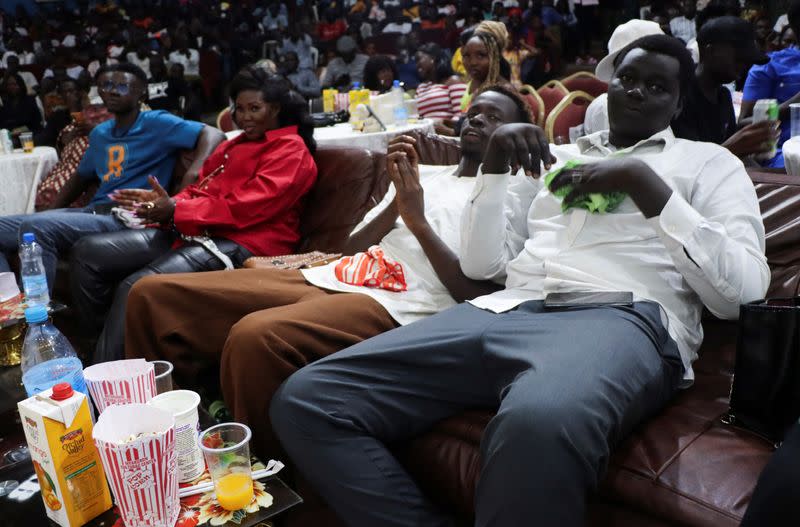 South Sudanese comedians find laughs in painful past, at the Nyakuron Cultural Centre in Juba