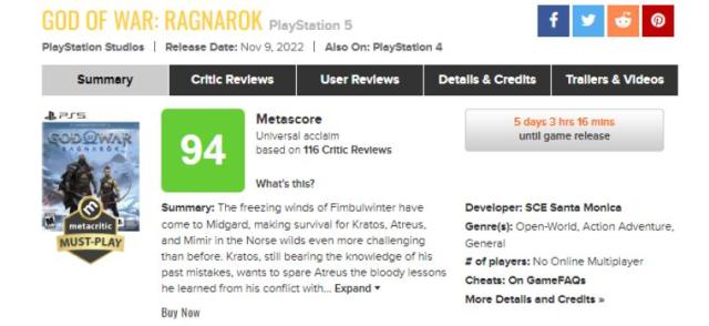 God of War: Ragnarok foi o melhor jogo de 2022, segundo os usuários do  Metacritic