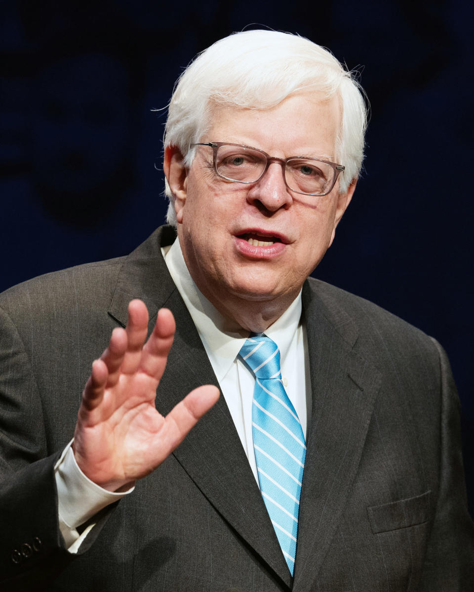 Dennis Prager speaks at the Turning Point High School Leadership Summit in Washington in 2018. (SOPA Images/LightRocket via Getty Images file)